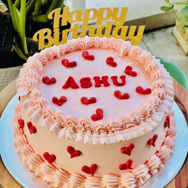 Little Red Hearts Vintage Cake